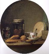 Jean Baptiste Simeon Chardin Equipped with a jar of apricot glass knife still life, etc. Sweden oil painting artist